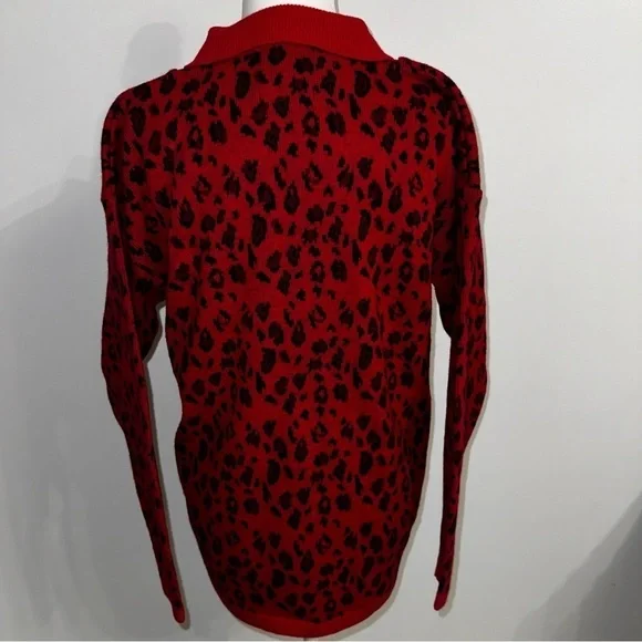 NWT Anne Klein knit wear wool Red Leopard Sweater size medium - Picture 7 of 10